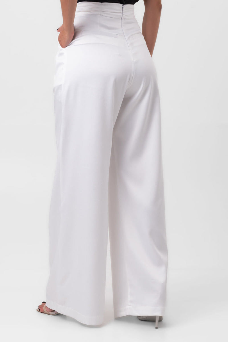 Calça Ampla Nervuras Offwhite Labrava