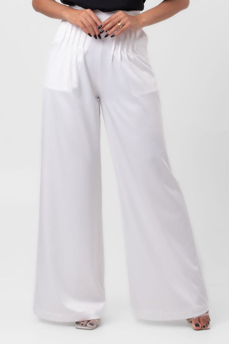 Calça Ampla Nervuras Offwhite Labrava