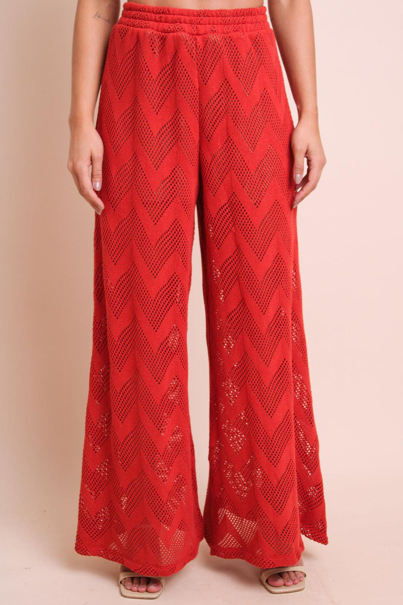 Calça Tricot Pantalona Marrom Pequiá