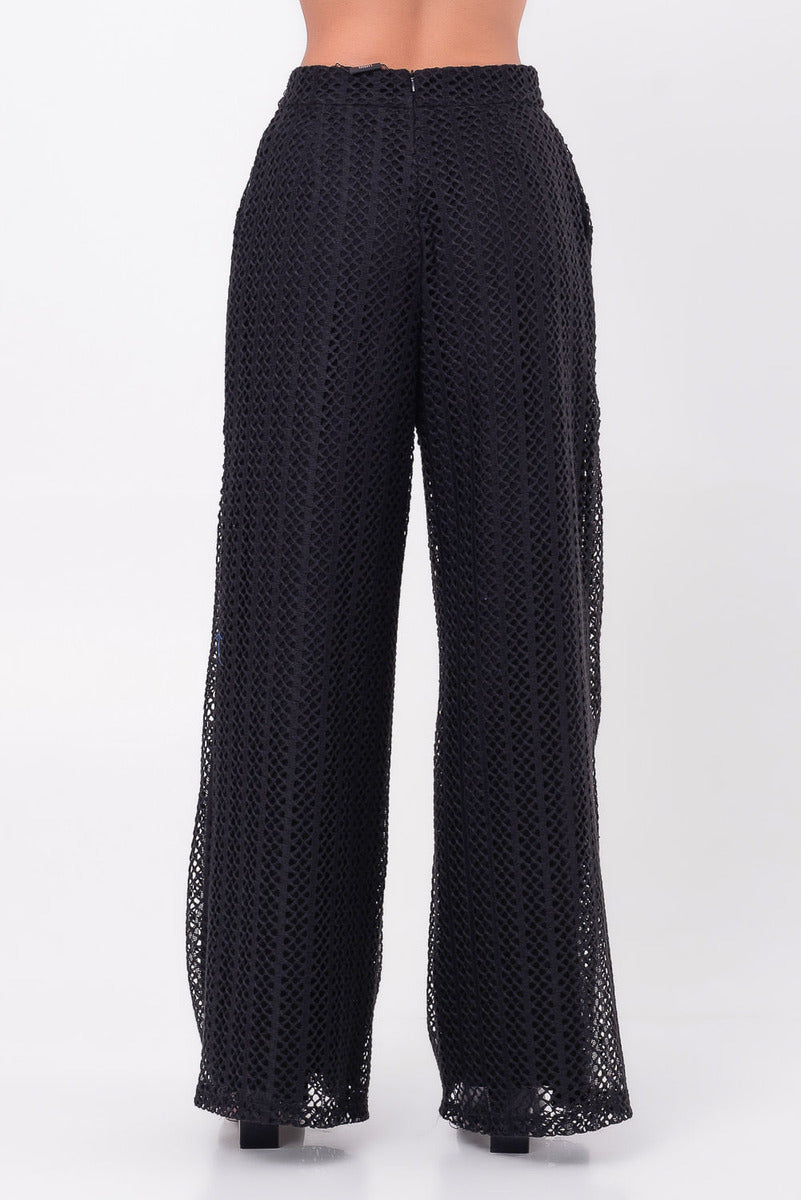 Calça Renda Pantalona Preta  Labrava