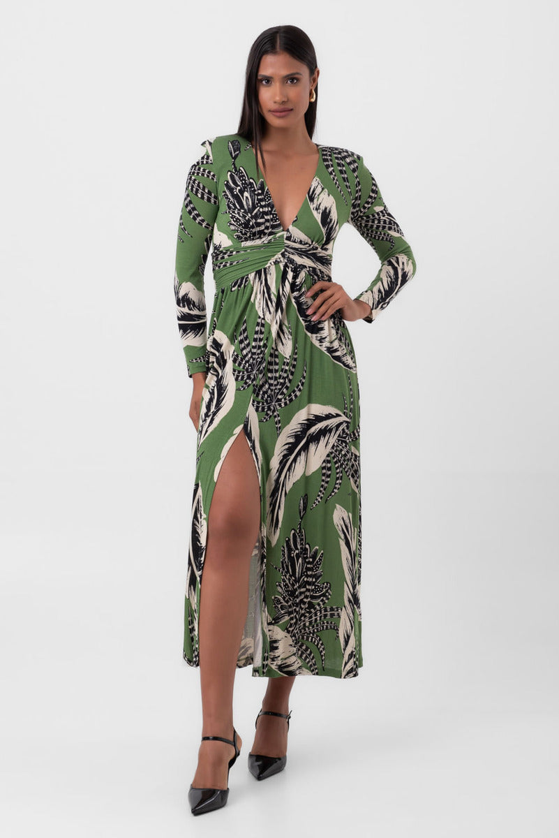 Vestido Malha Super Midi Amazônica Verde Pequiá