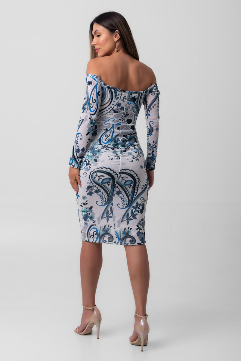 Vestido  Midi Ombro A Ombro Arabesco Labrava